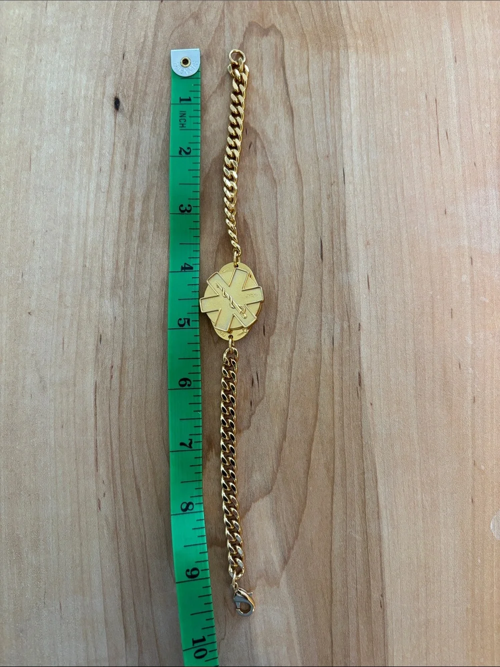 Unisex Gold-Tone Medical ID Chain Bracelet for Men/ Women